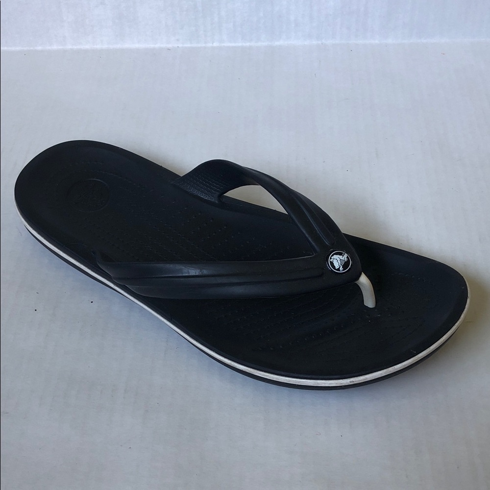 CROCS Crocband Flip Flops Unisex Black Sporty Comfort Sandals M10 W12